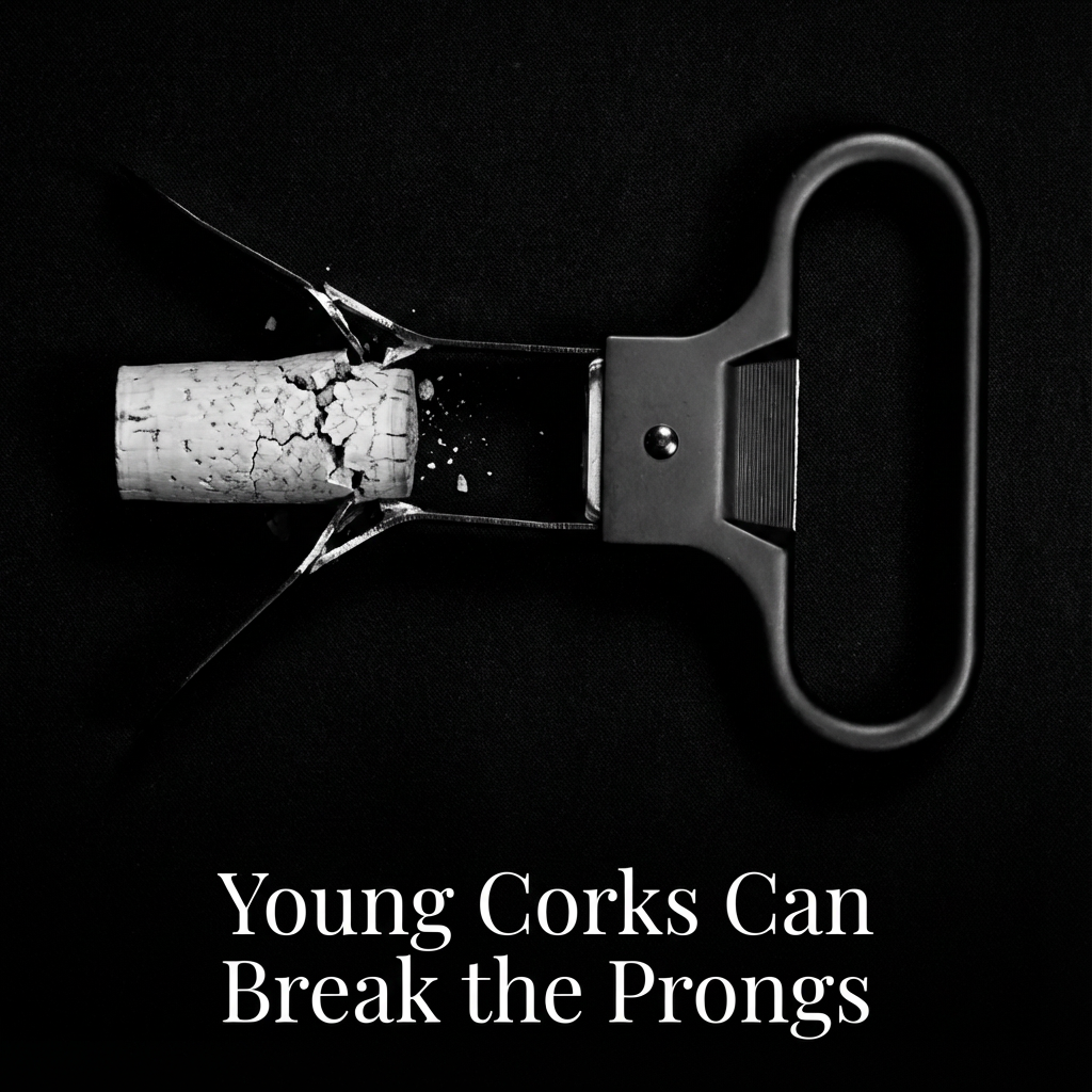 Ah-So wine opener prongs — not for young corks or cheap construction
