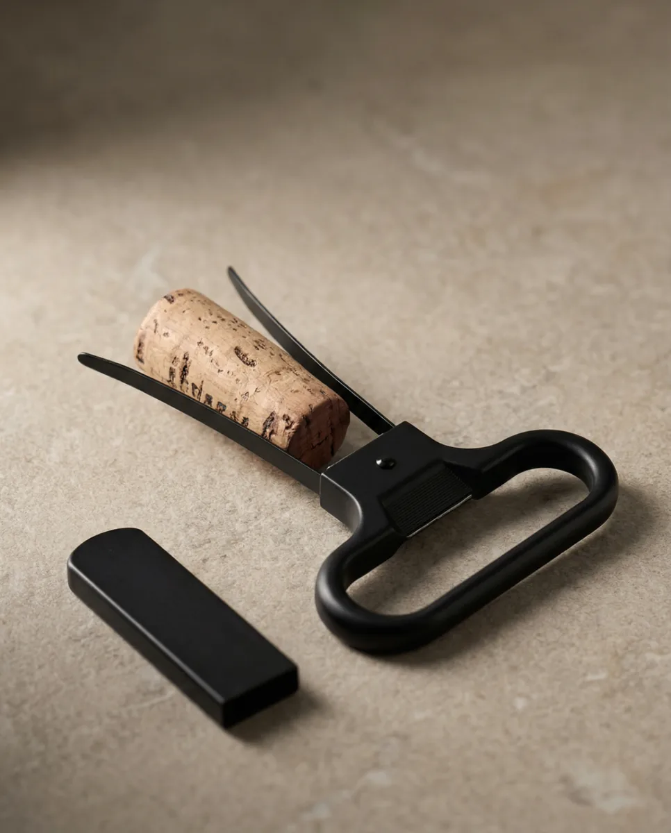 SOMM DIGI Ah-So wine opener stainless steel prongs close-up - precision two-prong cork extractor design